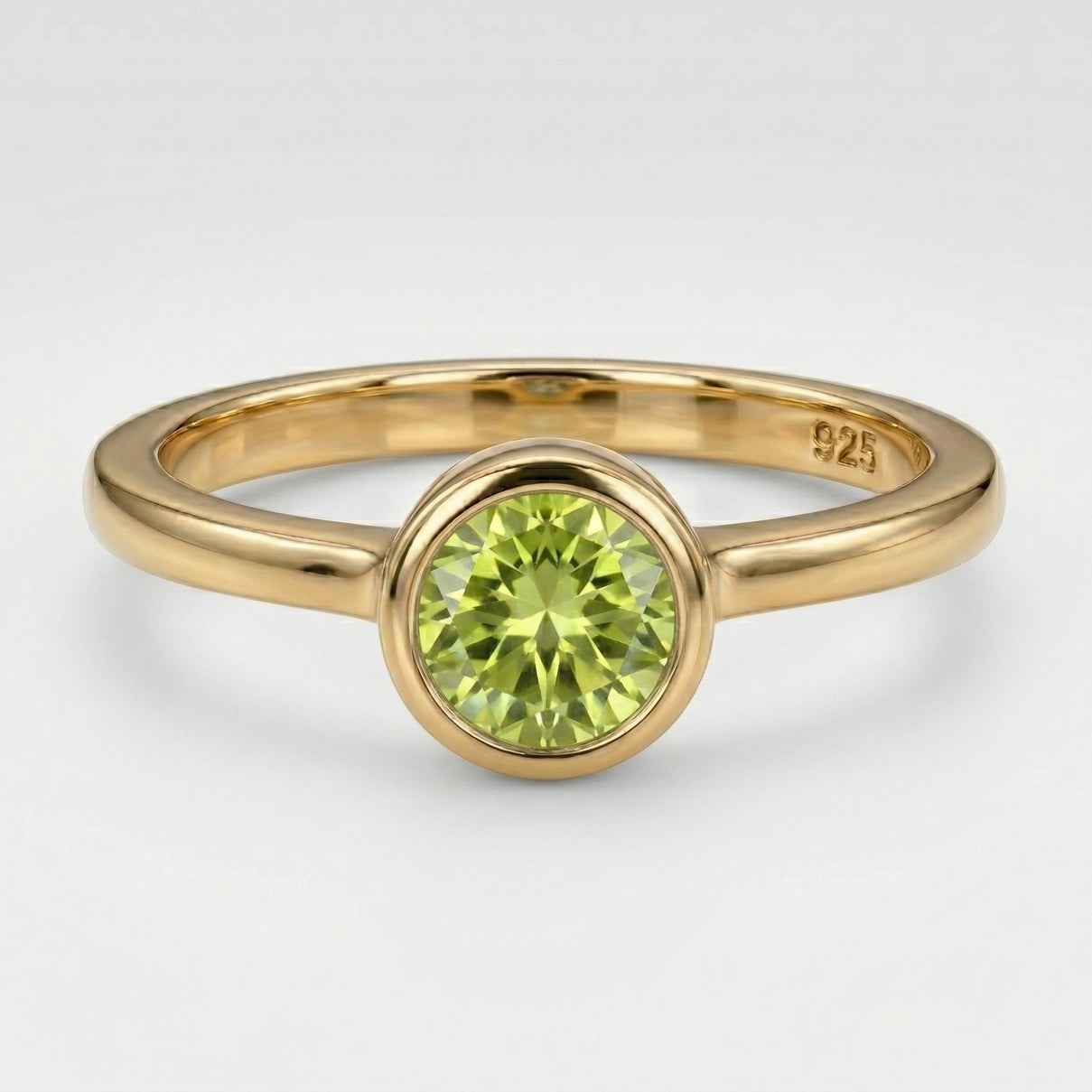 Peridot August Birthstone Solitaire Ring in 18K Vermeil Yellow Gold Plated Sterling Silver 7308113 0