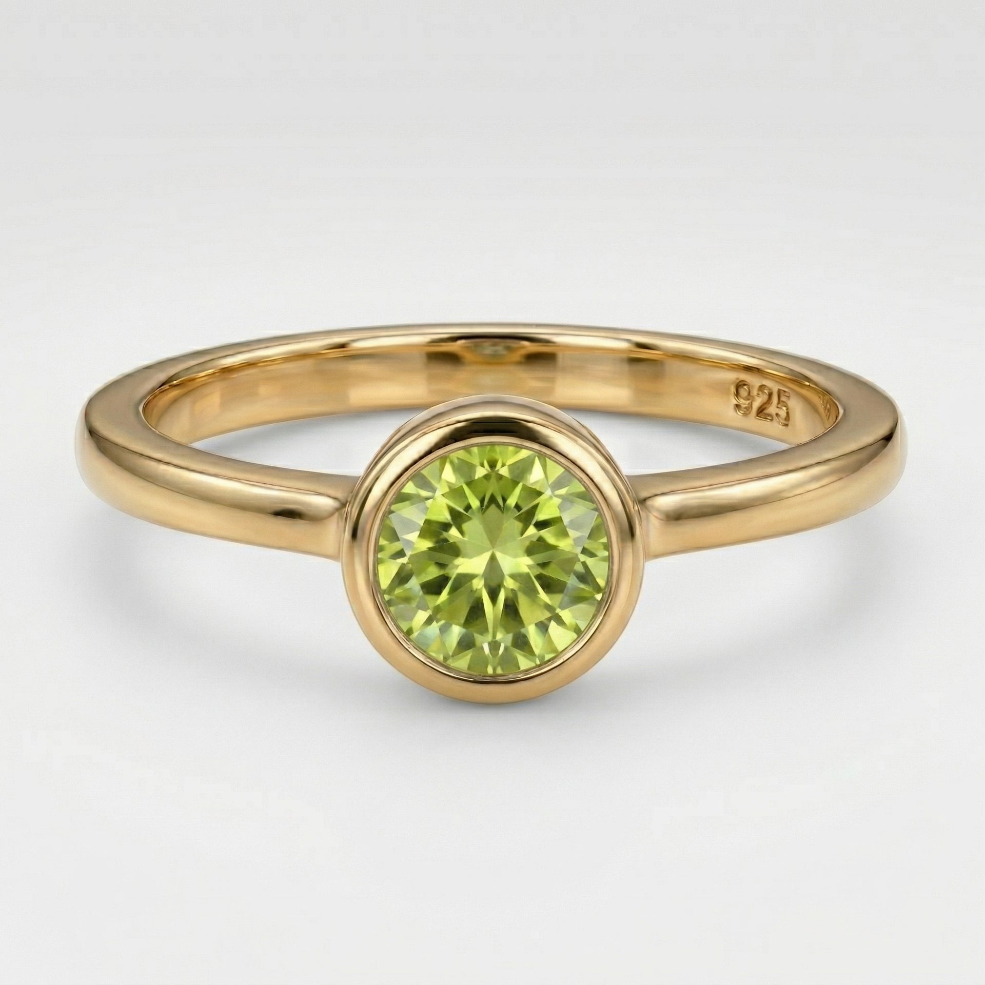 Peridot August Birthstone Solitaire Ring in 18K Vermeil Yellow Gold Plated Sterling Silver 7308113 0