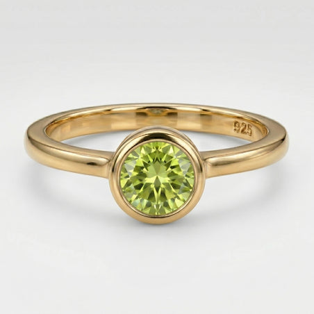 Peridot August Birthstone Solitaire Ring in 18K Vermeil Yellow Gold Plated Sterling Silver 7308113 1