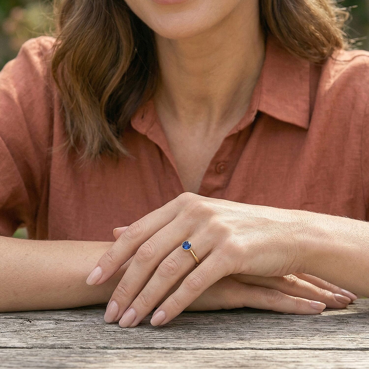 Fissure Filled Blue Sapphire September Birthstone Solitaire Ring in 18K Vermeil Yellow Gold Plated Sterling Silver 7308125 2