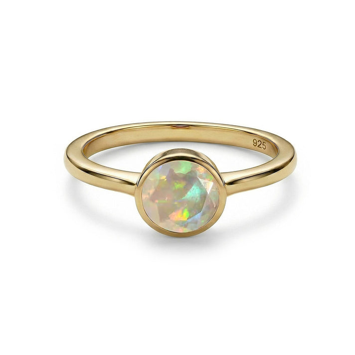 Sleeping Beauty Turquoise December Birthstone Solitaire Ring in 18K Vermeil Yellow Gold Plated Sterling Silver 7308162 1