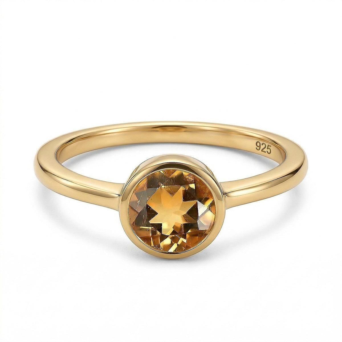 Citrine November Birthstone Solitaire Ring in 18K Vermeil Yellow Gold Plated Sterling Silver 7308150 0