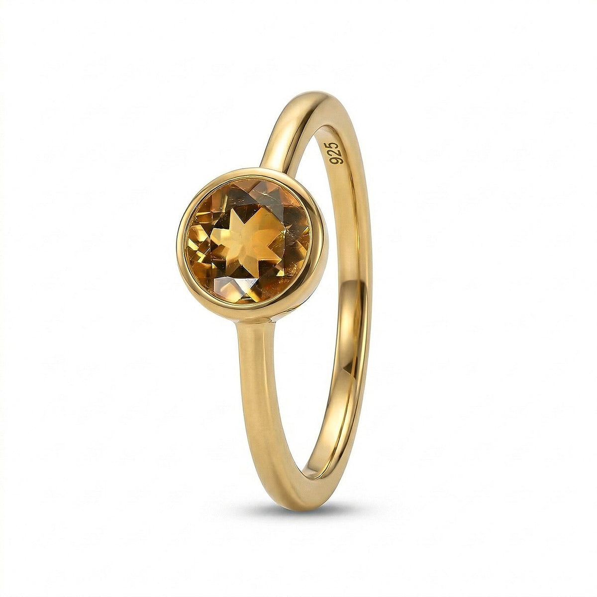 Citrine November Birthstone Solitaire Ring in 18K Vermeil Yellow Gold Plated Sterling Silver 7308150 5