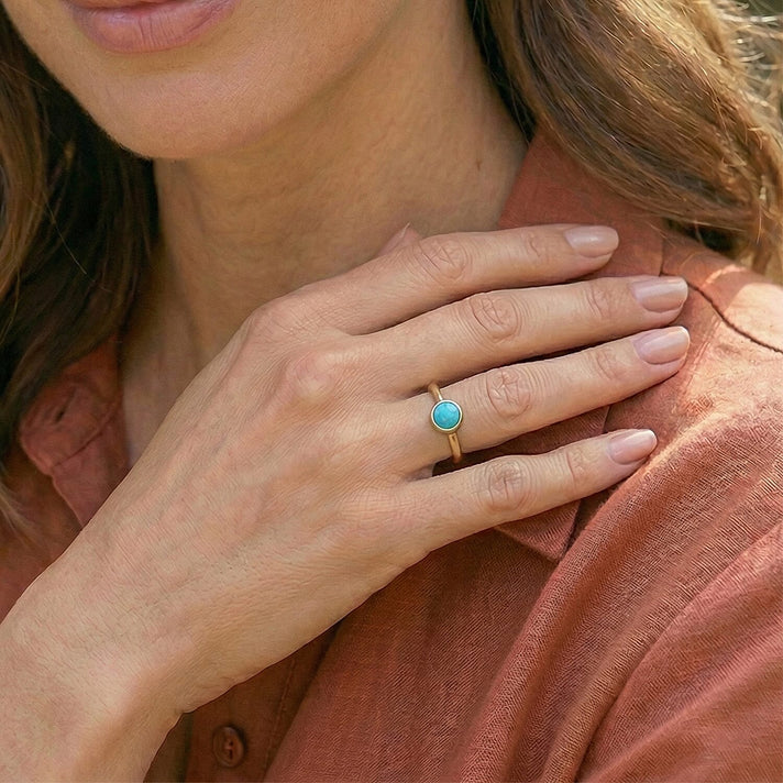 Sleeping Beauty Turquoise December Birthstone Solitaire Ring in 18K Vermeil Yellow Gold Plated Sterling Silver 7308162 2