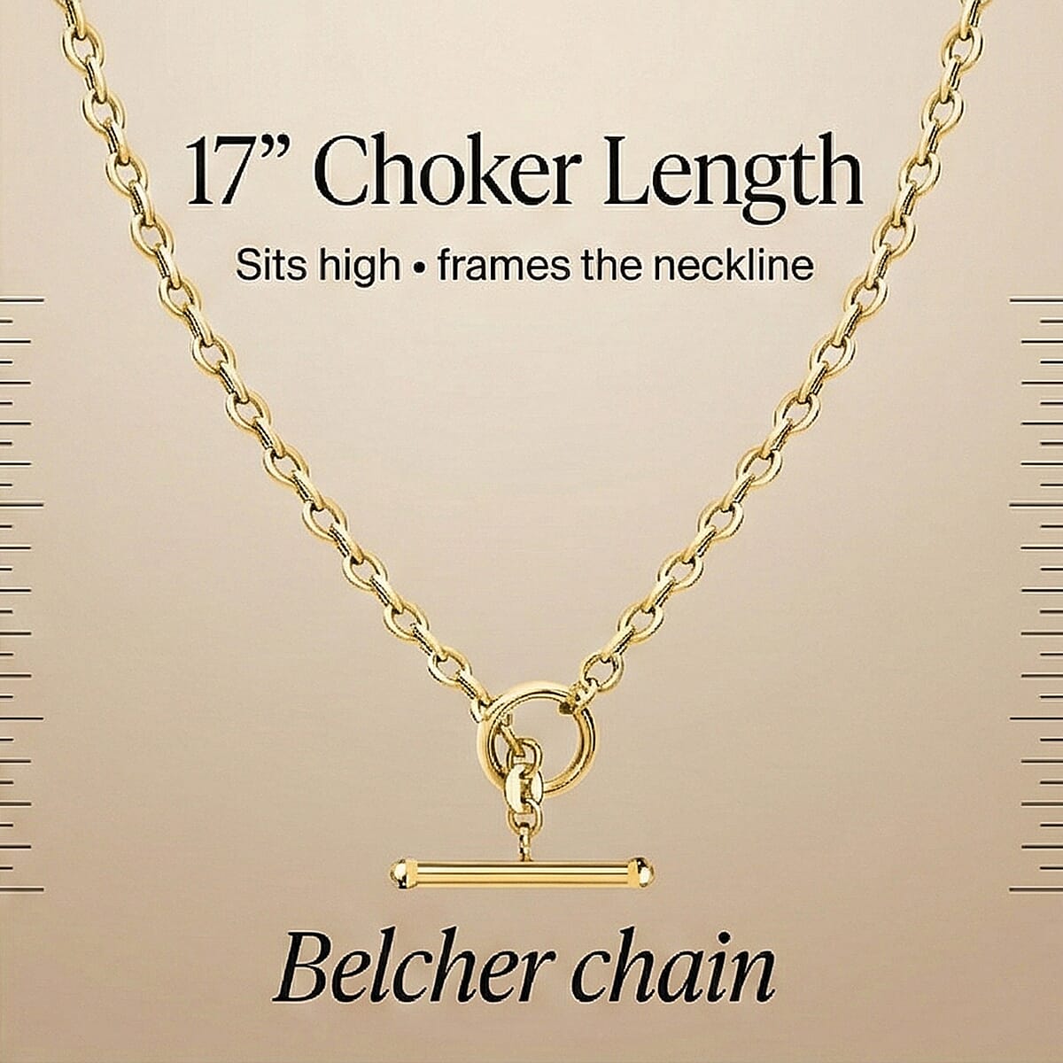 9K Yellow Gold 4mm Oval Link T Bar Belcher Chain 17 Inch 7343247 4