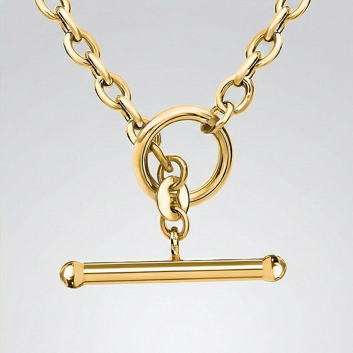 9K Yellow Gold 4mm Oval Link T Bar Belcher Chain 17 Inch 7343247 5