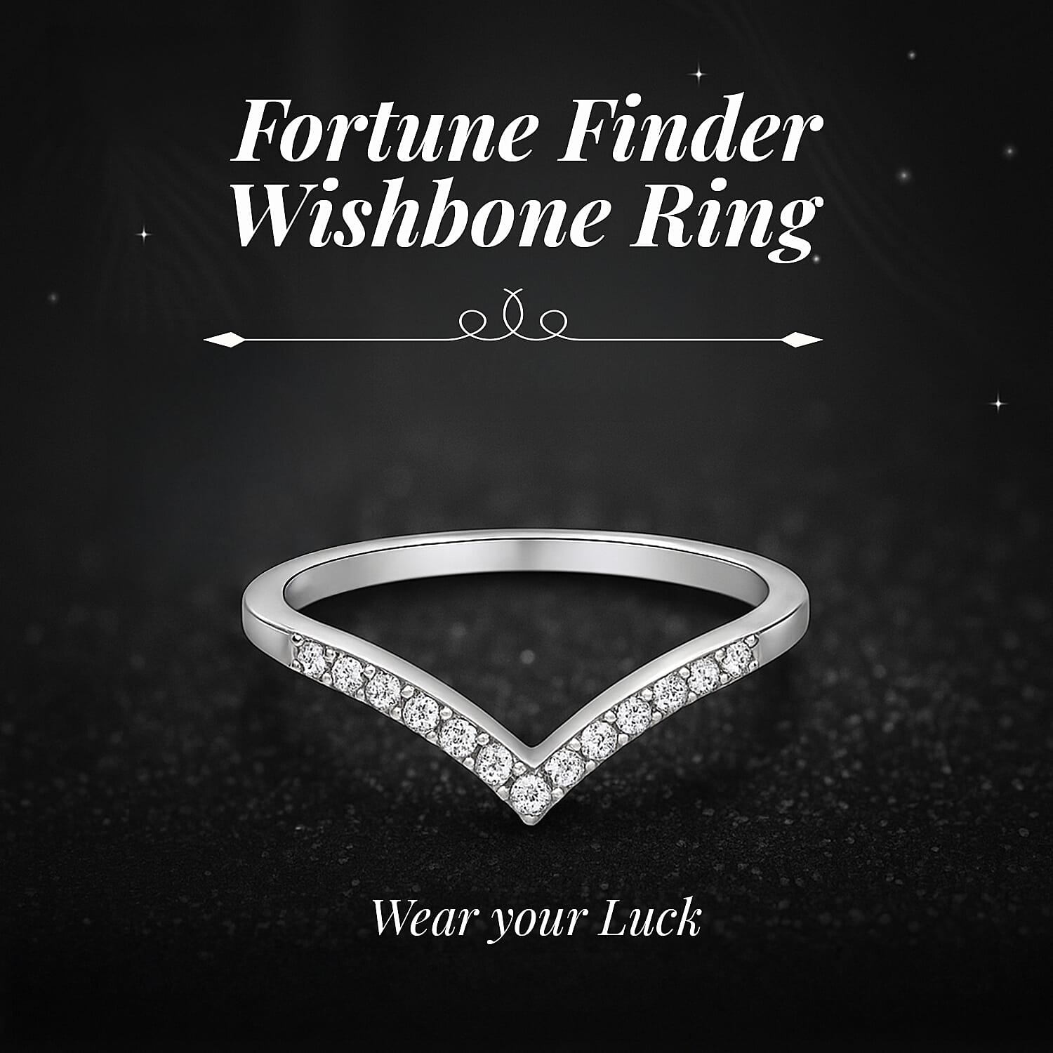 Diamond Wishbone Ring in Sterling Silver with Platinum Plating 7343783 2