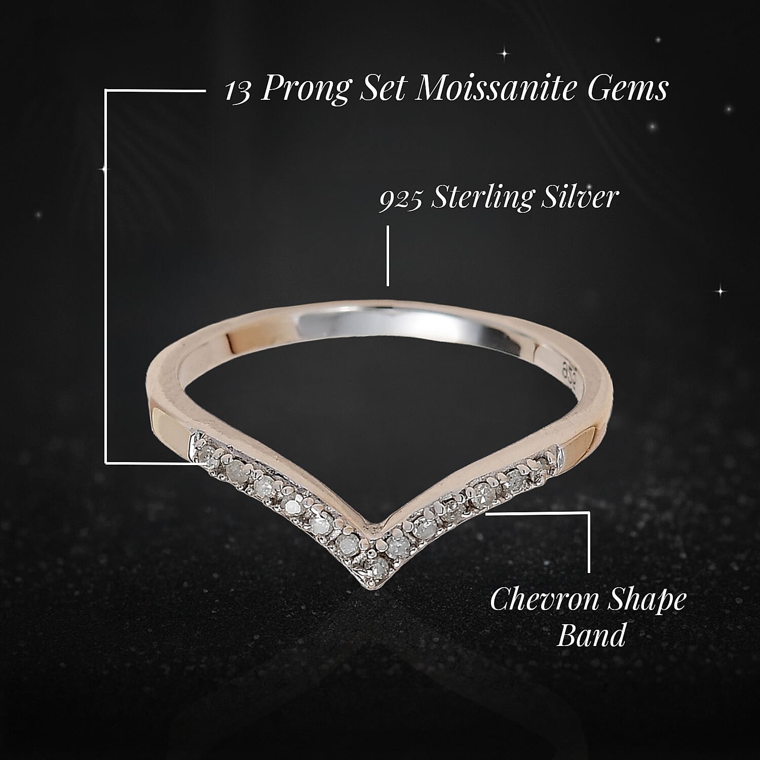Diamond Wishbone Ring in Sterling Silver with Platinum Plating 7343783 3