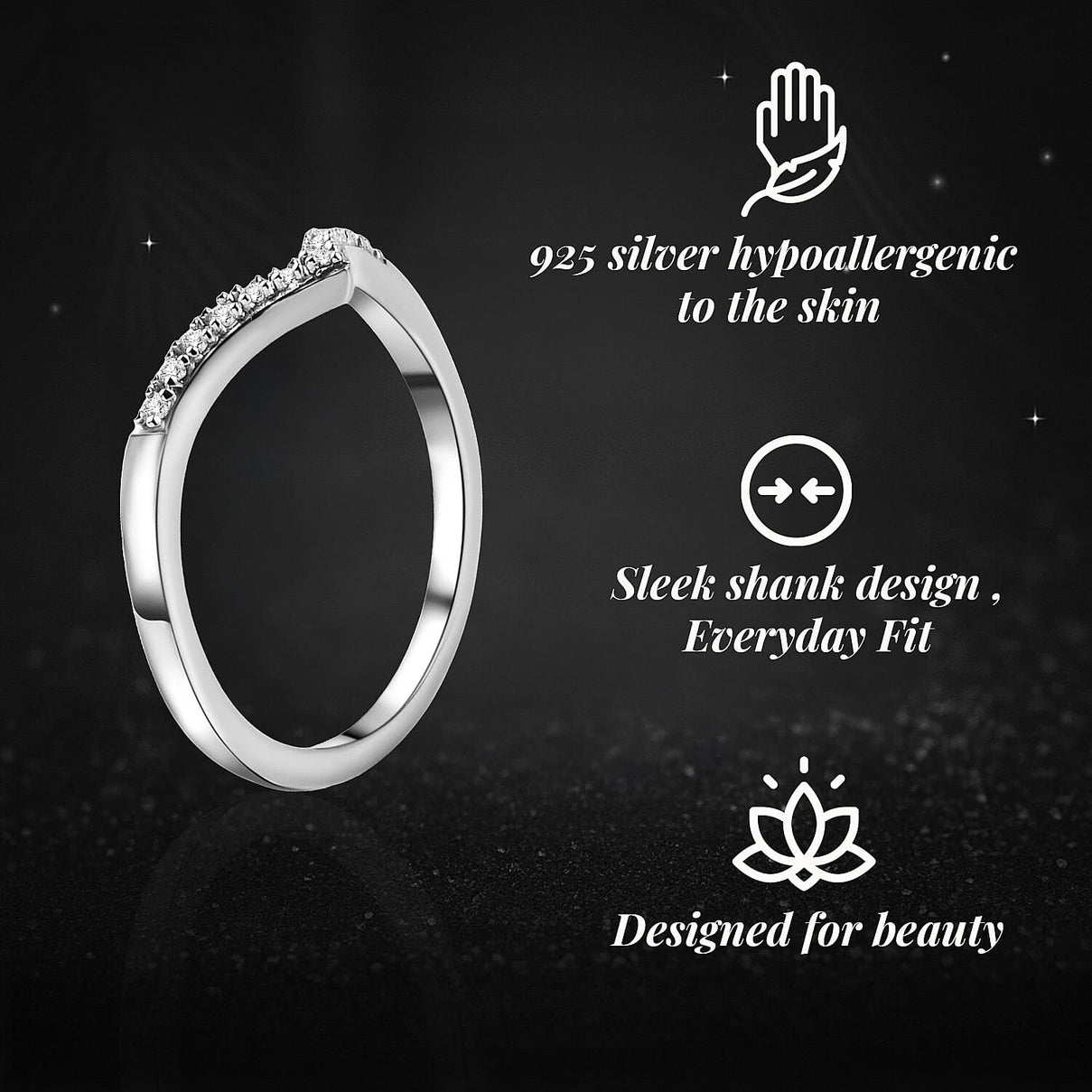 Diamond Wishbone Ring in Sterling Silver with Platinum Plating 7343783 4