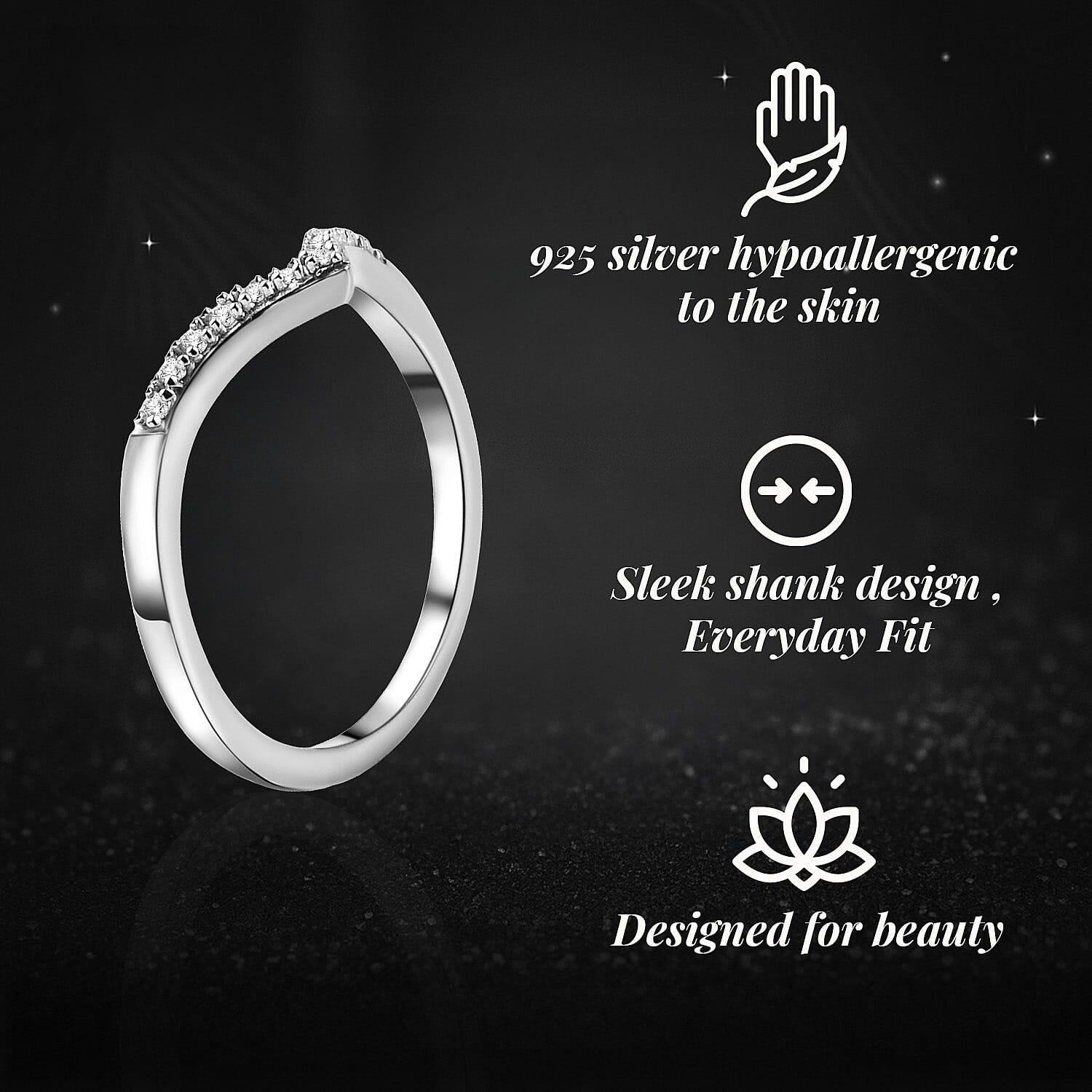Diamond Wishbone Ring in Sterling Silver with Platinum Plating 7343783 4