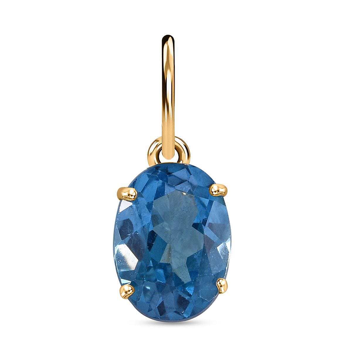 9K Yellow Gold AA Electric Blue Topaz Pendant 1.60 Ct. 7362103 0