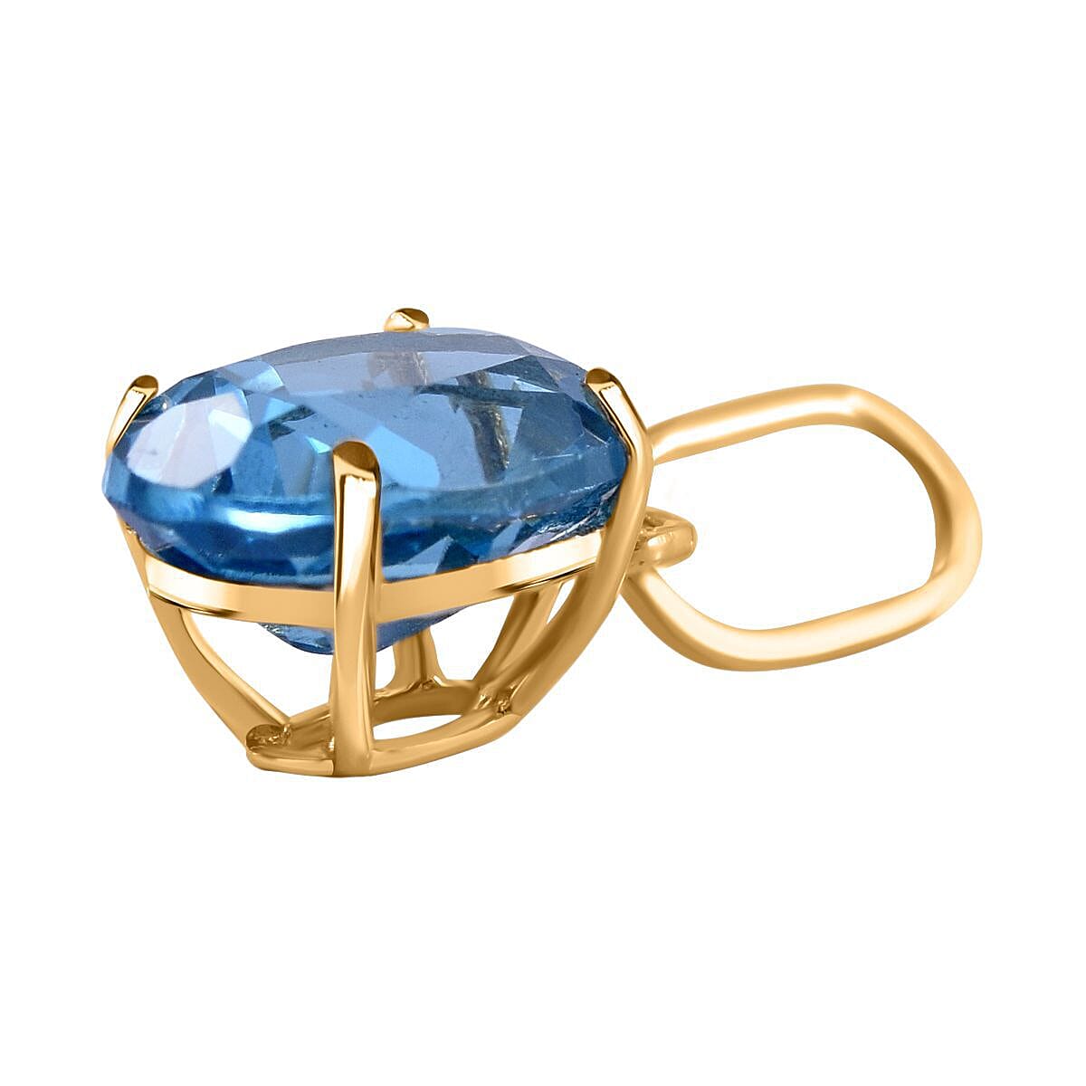 9K Yellow Gold AA Electric Blue Topaz Pendant 1.60 Ct. 7362103 4