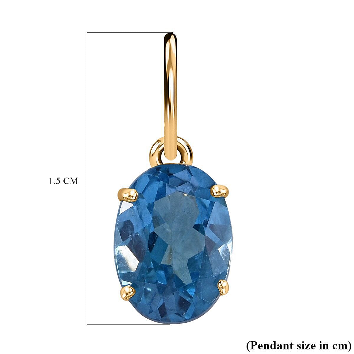 9K Yellow Gold AA Electric Blue Topaz Pendant 1.60 Ct. 7362103 6