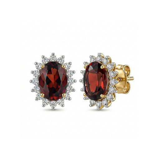 D'Joy - Masoala Sapphire & Natural Zircon Halo Stud Earrings with Push Back in 18K Vermeil Yellow Gold Plated Sterling Silver 2.70 Ct.