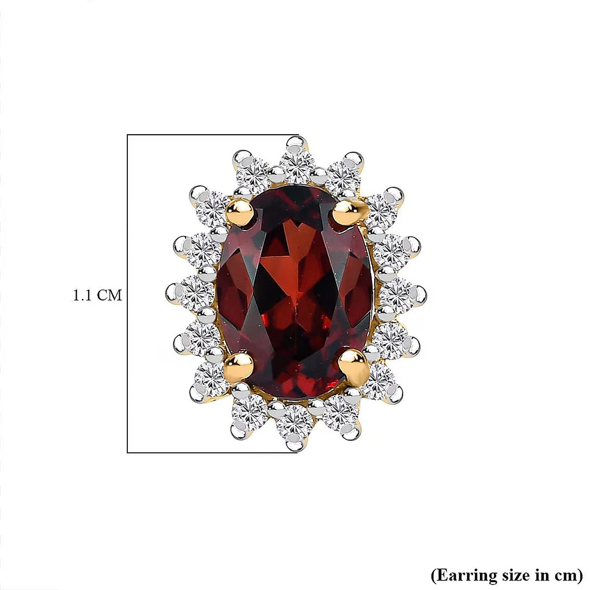 Mozambique Garnet January Birthstone Halo Stud Earrings with Cambodian Zircon in 18K Vermeil Yellow Gold Plated Sterling Silver 7363022 7