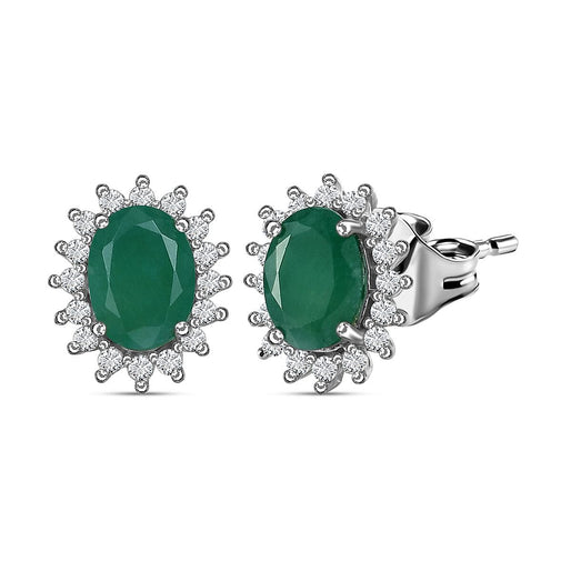 Royal Bali Collection - D'Joy Masoala Sapphire & Natural Zircon Halo Stud Earrings with Push Back in 18K Vermeil Yellow Gold Plated Sterling Silver 2.70 Ct.