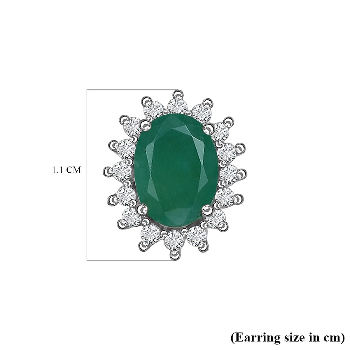 Socoto Emerald May Birthstone Halo Stud Earrings with Cambodian Zircon with Push Back in Platinum Overlay Sterling Silver 7363040 8