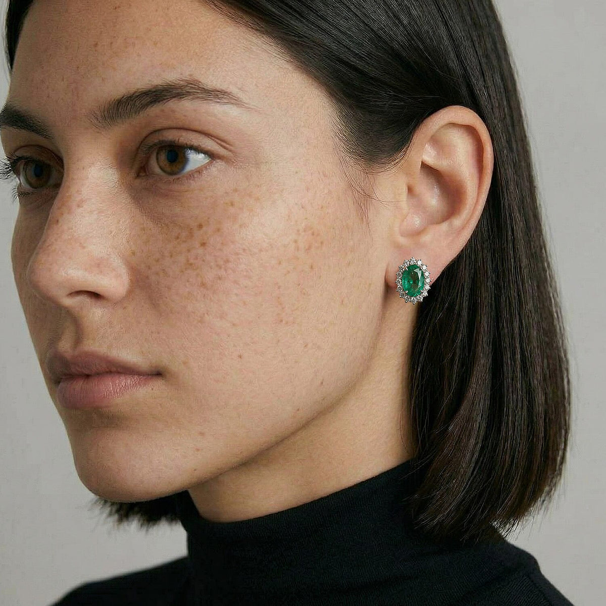 Emerald May Birthstone Halo Stud Earrings with Cambodian Zircon in 18K Vermeil Yellow Gold Plated Sterling Silver 7363041 5
