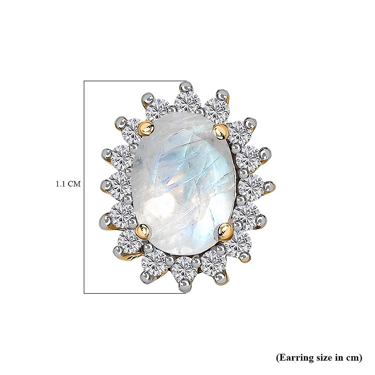 Rainbow Moonstone June Birthstone Halo Stud Earrings with Cambodian Zircon in 18K Vermeil Yellow Gold Plated Sterling Silver 7363056 7