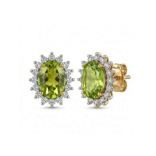 D'Joy - Masoala Sapphire & Natural Zircon Halo Stud Earrings with Push Back in 18K Vermeil Yellow Gold Plated Sterling Silver 2.70 Ct.