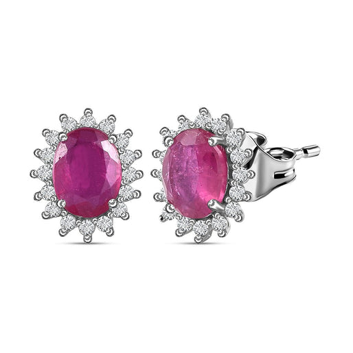 Royal Bali Collection - D'Joy Masoala Sapphire & Natural Zircon Halo Stud Earrings with Push Back in 18K Vermeil Yellow Gold Plated Sterling Silver 2.70 Ct.