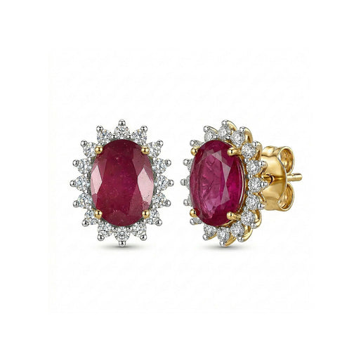 Royal Bali Collection - D'Joy Masoala Sapphire & Natural Zircon Halo Stud Earrings with Push Back in 18K Vermeil Yellow Gold Plated Sterling Silver 2.70 Ct.