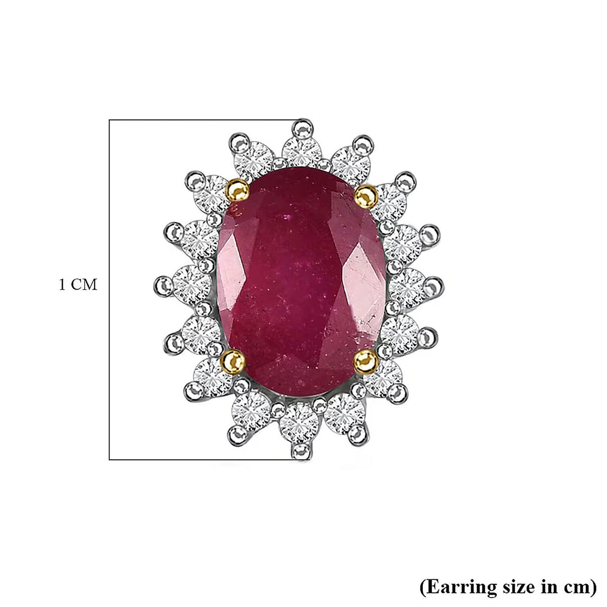 Natural African Ruby (FF) July Birthstone Halo Stud Earrings with Cambodian Zircon in 18K Vermeil Yellow Gold Plated Sterling Silver 7363083 7