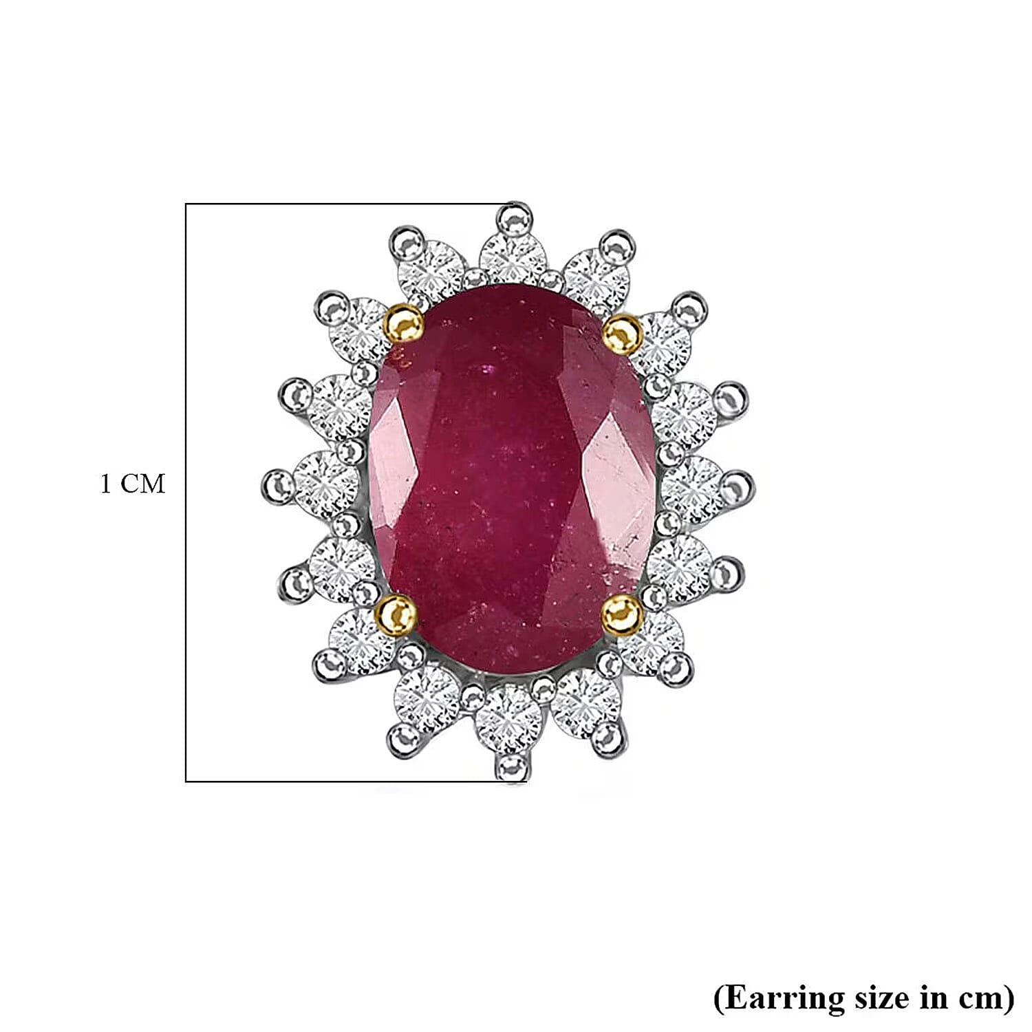 Natural African Ruby (FF) July Birthstone Halo Stud Earrings with Cambodian Zircon in 18K Vermeil Yellow Gold Plated Sterling Silver 7363083 7