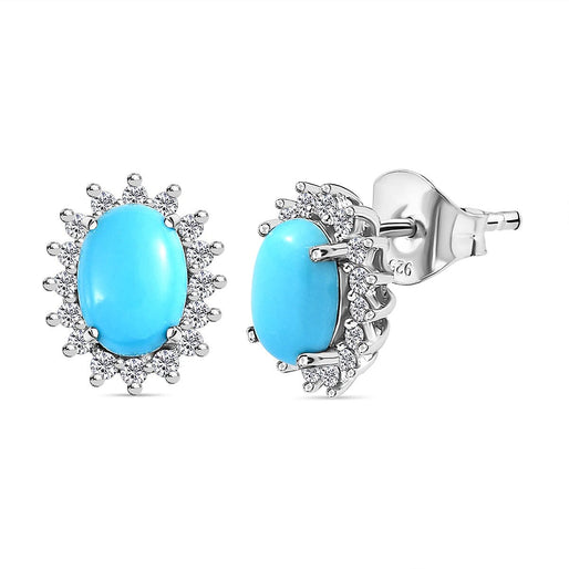 D'Joy - Masoala Sapphire & Natural Zircon Halo Stud Earrings with Push Back in 18K Vermeil Yellow Gold Plated Sterling Silver 2.70 Ct.