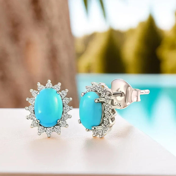 Rainbow Moonstone June Birthstone Halo Stud Earrings with Cambodian Zircon in Platinum Overlay Sterling Silver 7363055 2