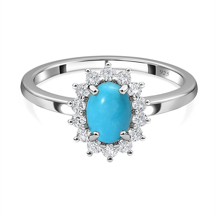 Princess Diana Inspired Masoala Sapphire (FF) September Birthstone Halo Ring in Sterling Silver with Platinum Plating 7442359 1
