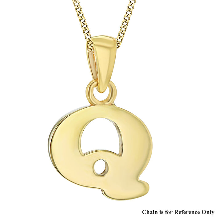 9K Yellow Gold 11mm x 16.5mm Plain Q Initial Pendant 7366143 1