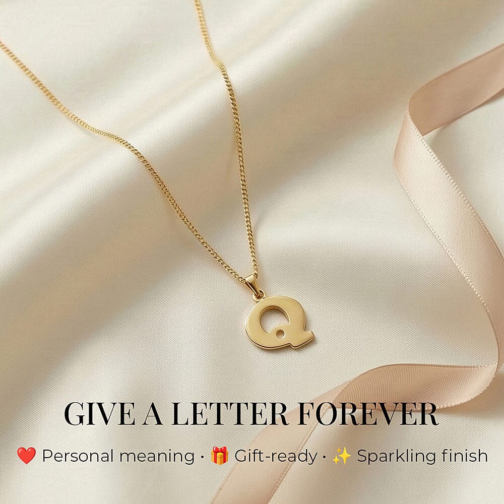 9K Yellow Gold 11mm x 16.5mm Plain Q Initial Pendant 7366143 4