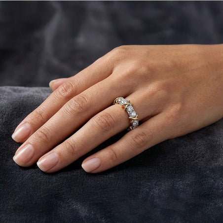 Biggest Deal Moissanite Wedding Band Ring in Two-Tone (18K Vermeil Yellow Gold Plated and Platinum Overlay) Sterling Silver 1.64 Ct 7383116 2