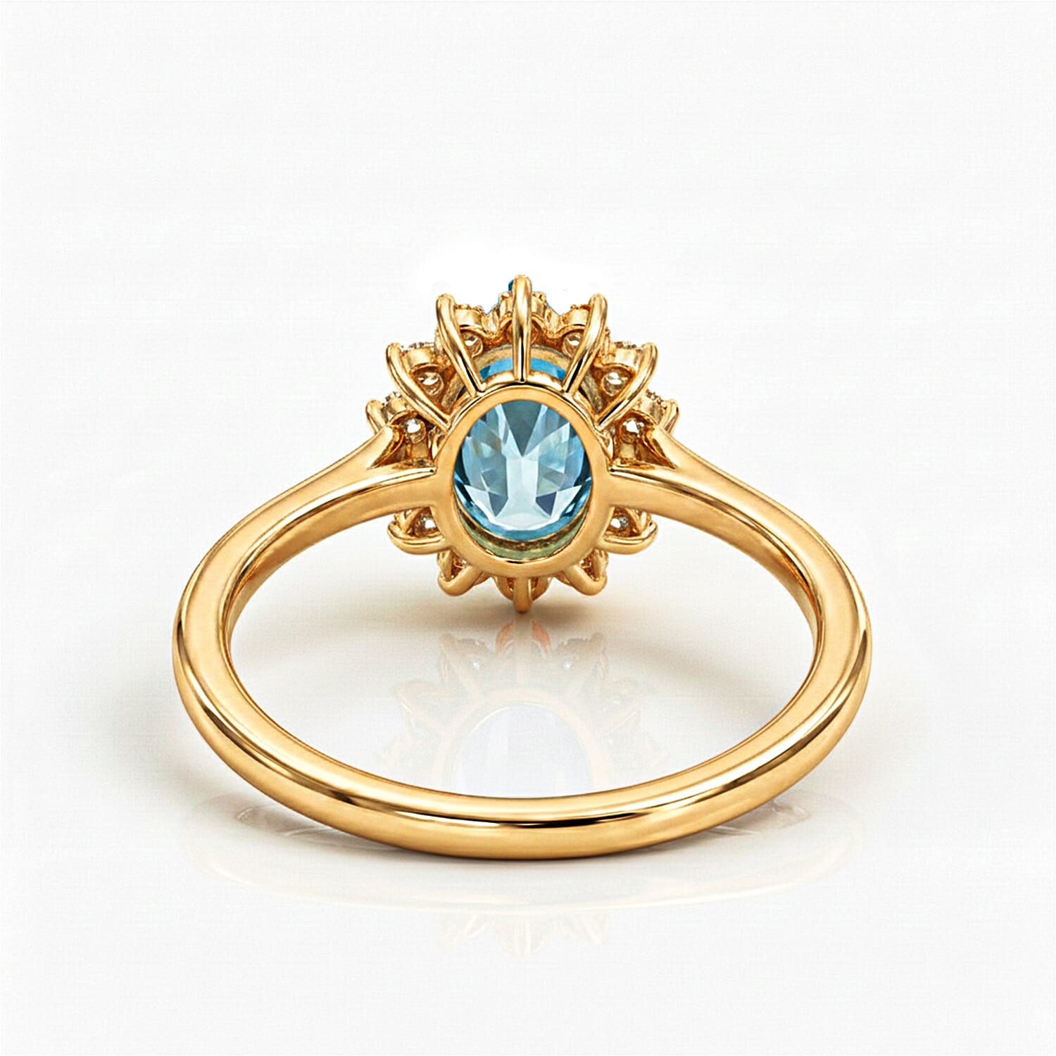 Princess Diana Inspired Aquamarine March Birthstone Halo Ring in Sterling Silver with 18K Vermeil Yellow Gold 7442081 8