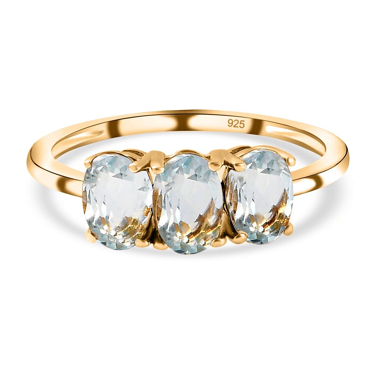 Aquamarine Trilogy Ring in 18K Vermeil Yellow Gold Over Sterling Silver 7442130 0