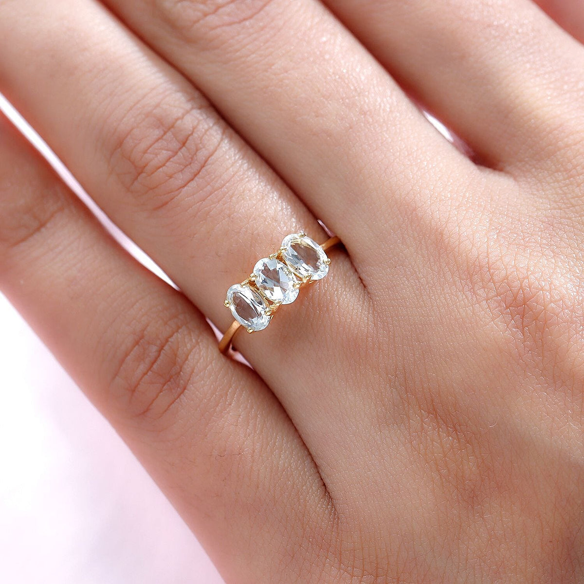 Aquamarine Trilogy Ring in 18K Vermeil Yellow Gold Over Sterling Silver 7442130 3