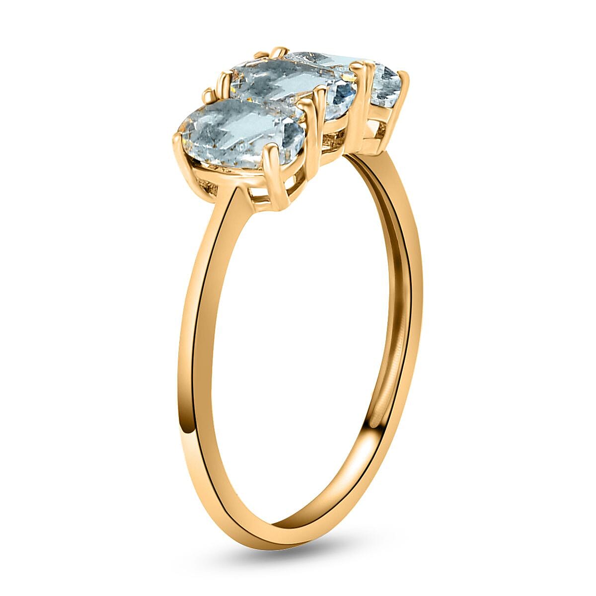Aquamarine Trilogy Ring in 18K Vermeil Yellow Gold Over Sterling Silver 7442130 4