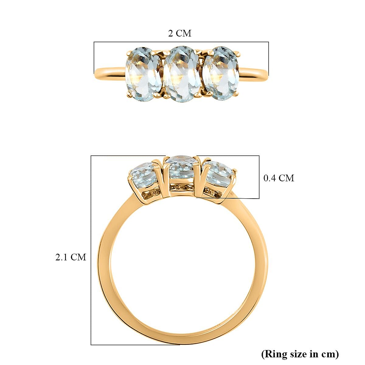 Aquamarine Trilogy Ring in 18K Vermeil Yellow Gold Over Sterling Silver 7442130 6
