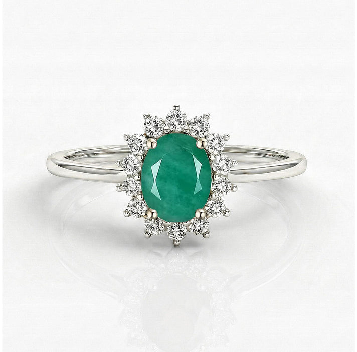 Princess Diana Inspired Ethiopian Welo Opal October Birthstone Halo Ring in Sterling Silver with Platinum Plating 7442396 1