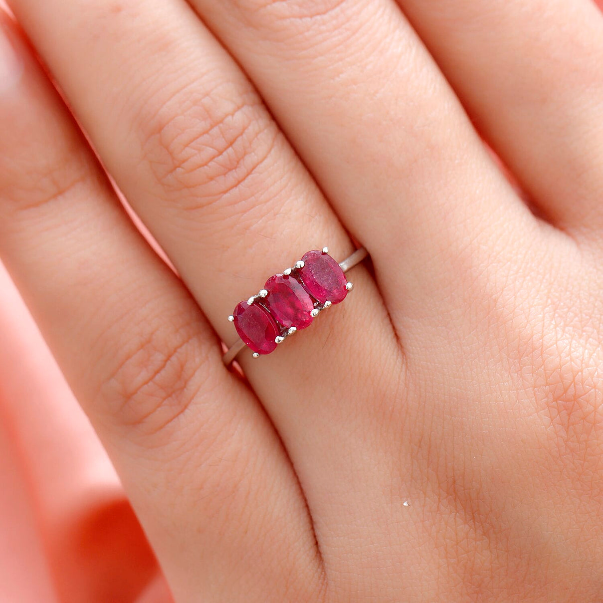 African Ruby Trilogy Ring in Platinum Overlay Sterling Silver 7442267 3