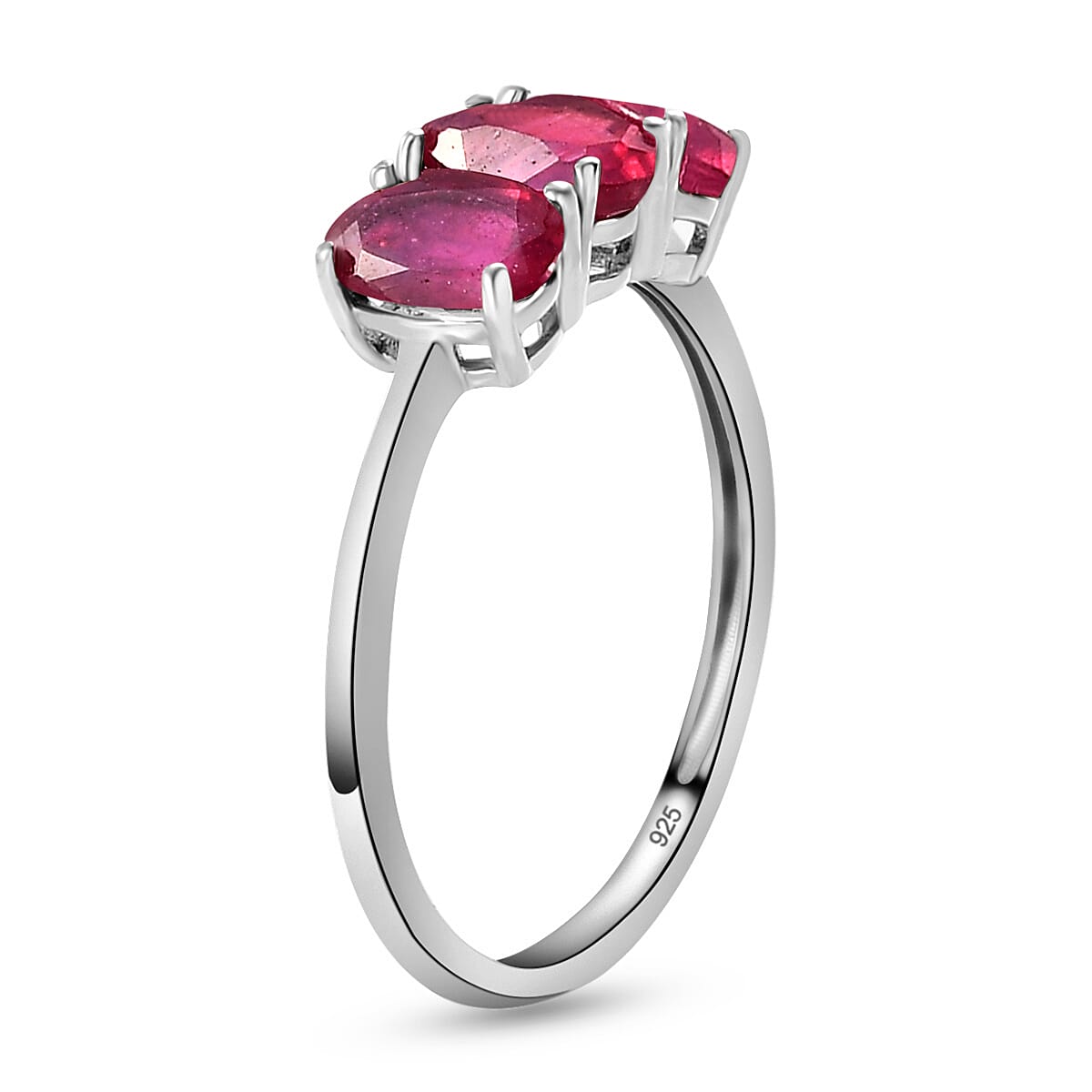 African Ruby Trilogy Ring in Platinum Overlay Sterling Silver 7442267 4