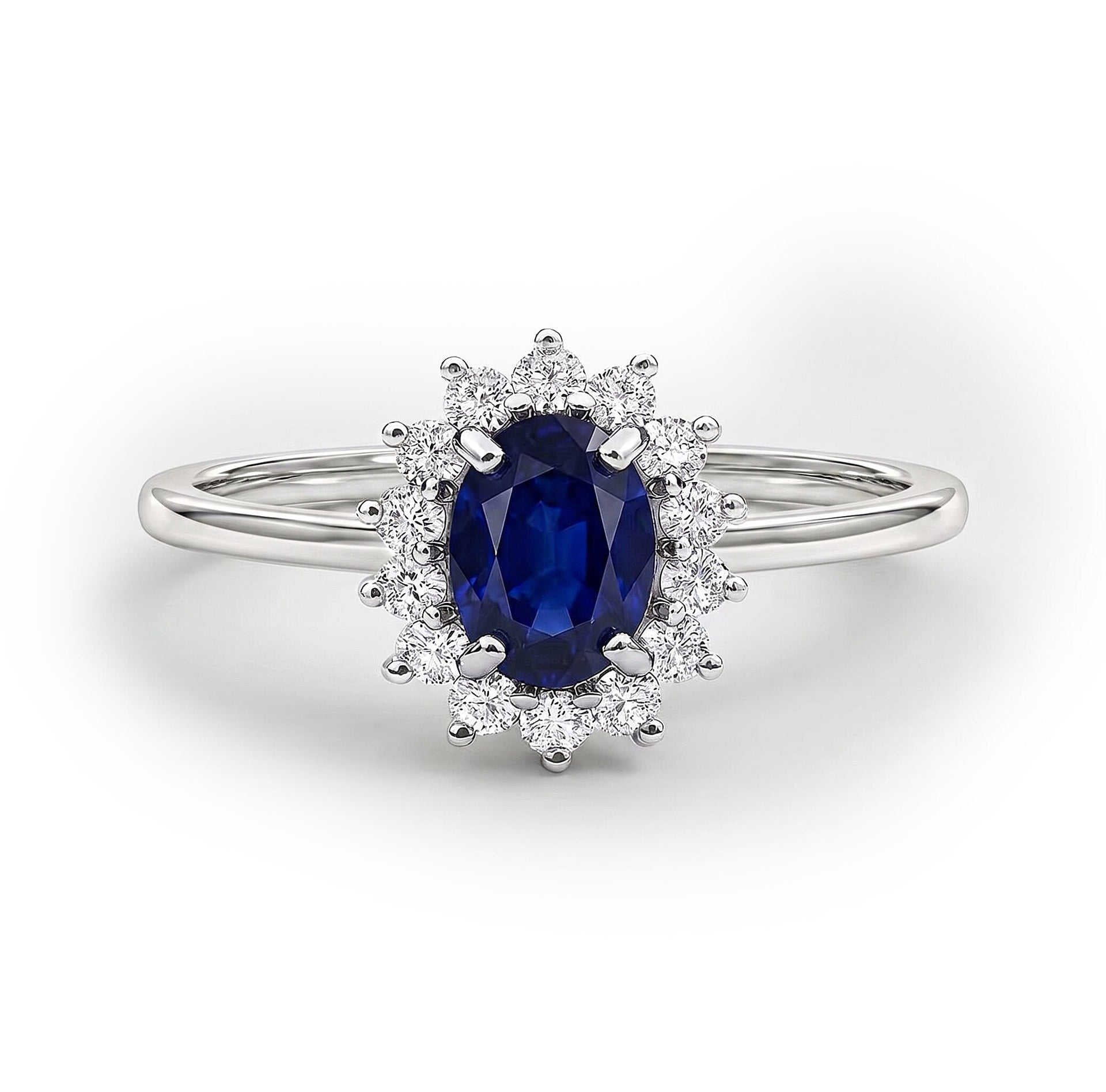 Princess Diana Inspired Masoala Sapphire (FF) September Birthstone Halo Ring in Sterling Silver with Platinum Plating 7442351 0
