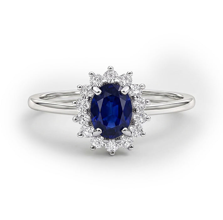 Princess Diana Inspired Masoala Sapphire (FF) September Birthstone Halo Ring in Sterling Silver with Platinum Plating 7442351 1