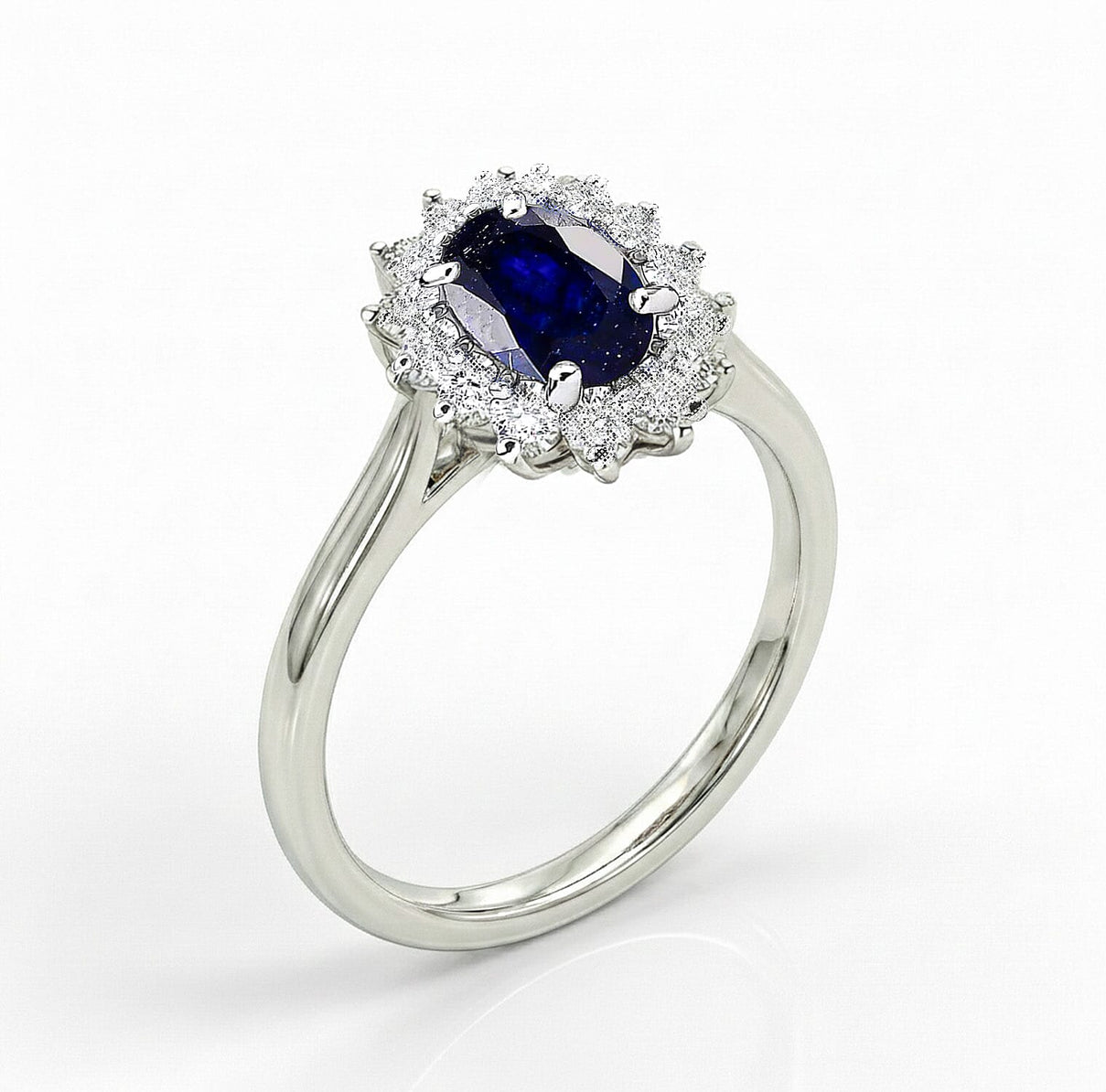 Princess Diana Inspired Masoala Sapphire (FF) September Birthstone Halo Ring in Sterling Silver with Platinum Plating 7442351 4