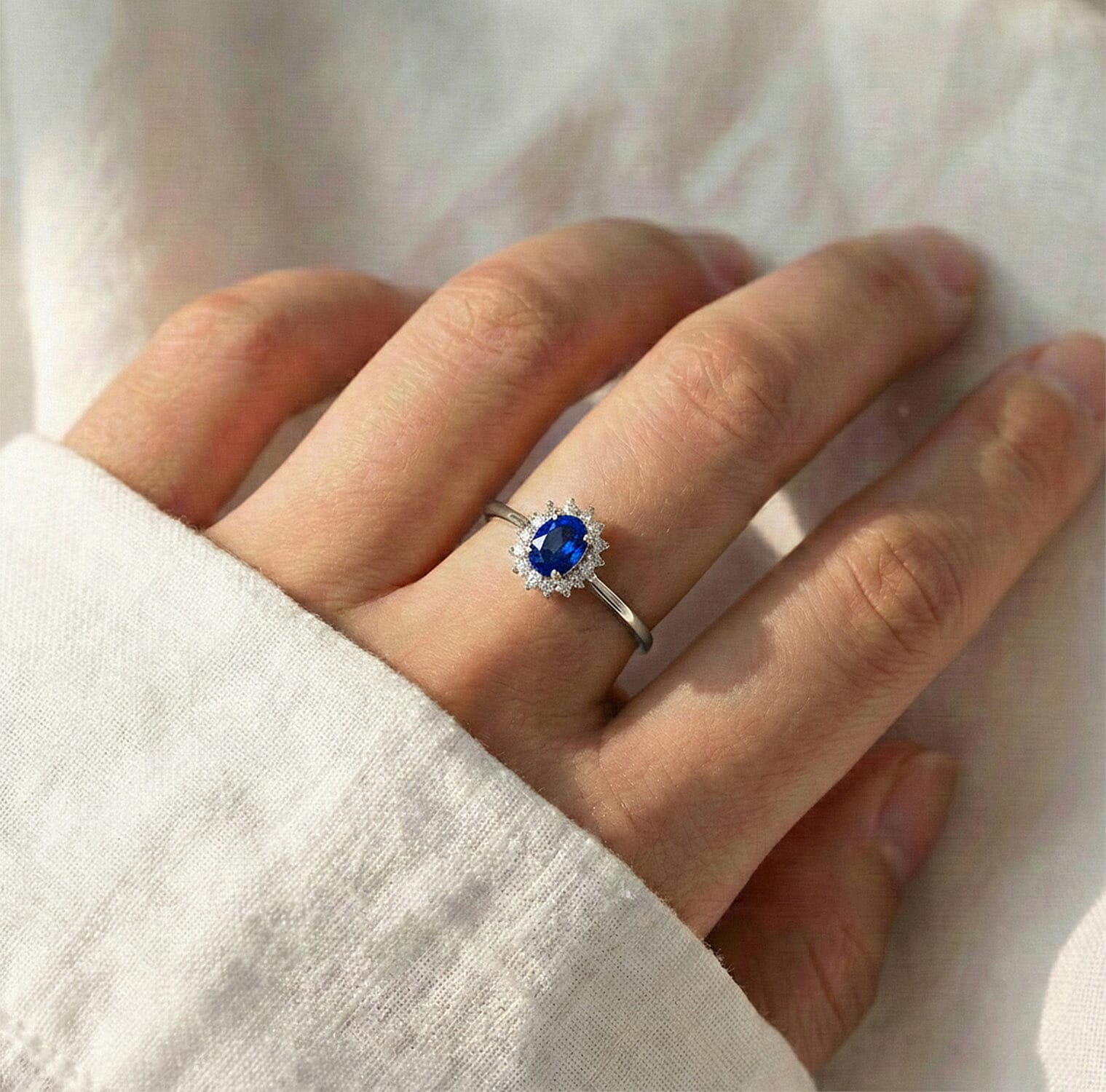 Princess Diana Inspired Masoala Sapphire (FF) September Birthstone Halo Ring in Sterling Silver with Platinum Plating 7442351 6