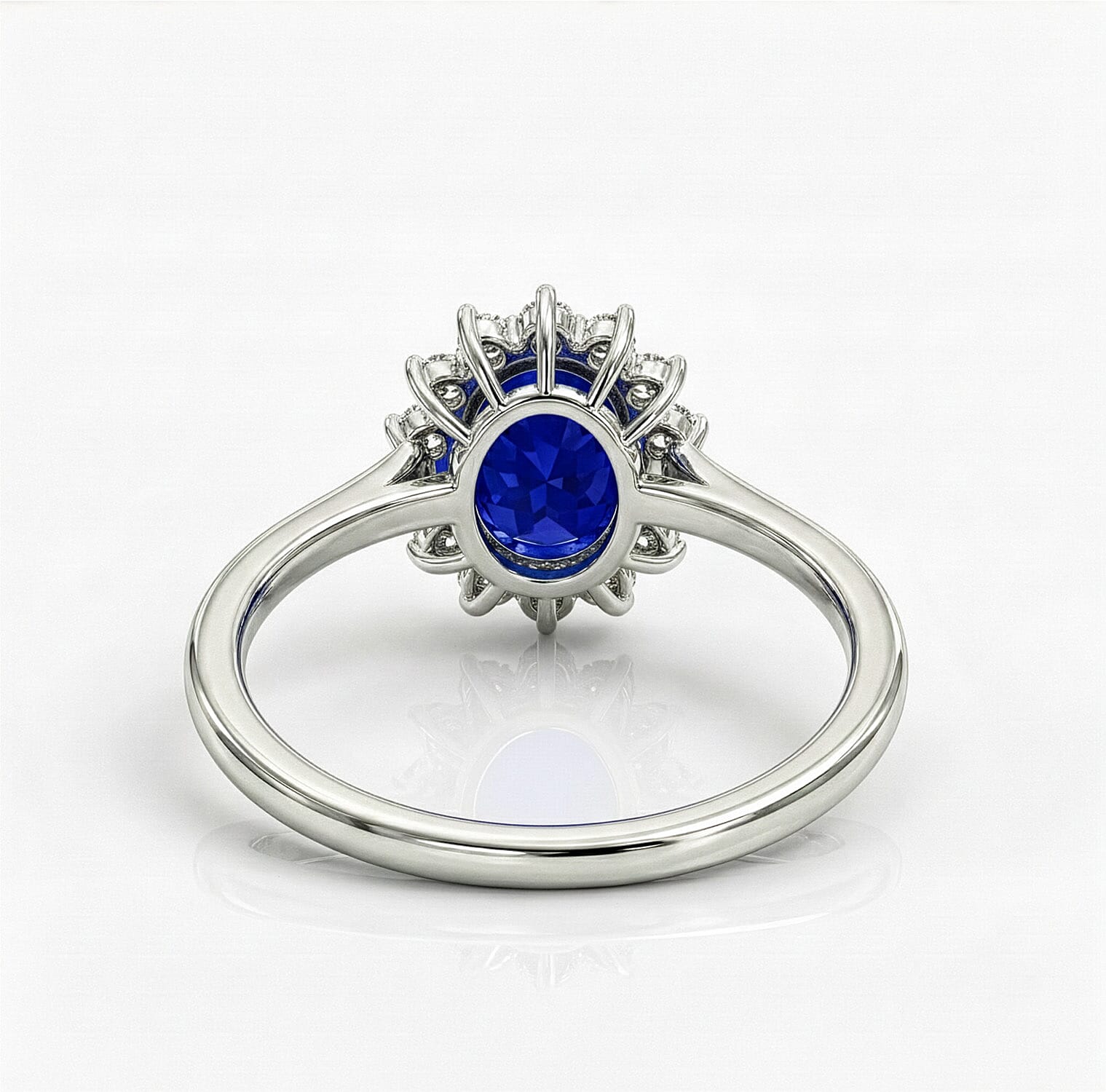 Princess Diana Inspired Masoala Sapphire (FF) September Birthstone Halo Ring in Sterling Silver with Platinum Plating 7442351 7