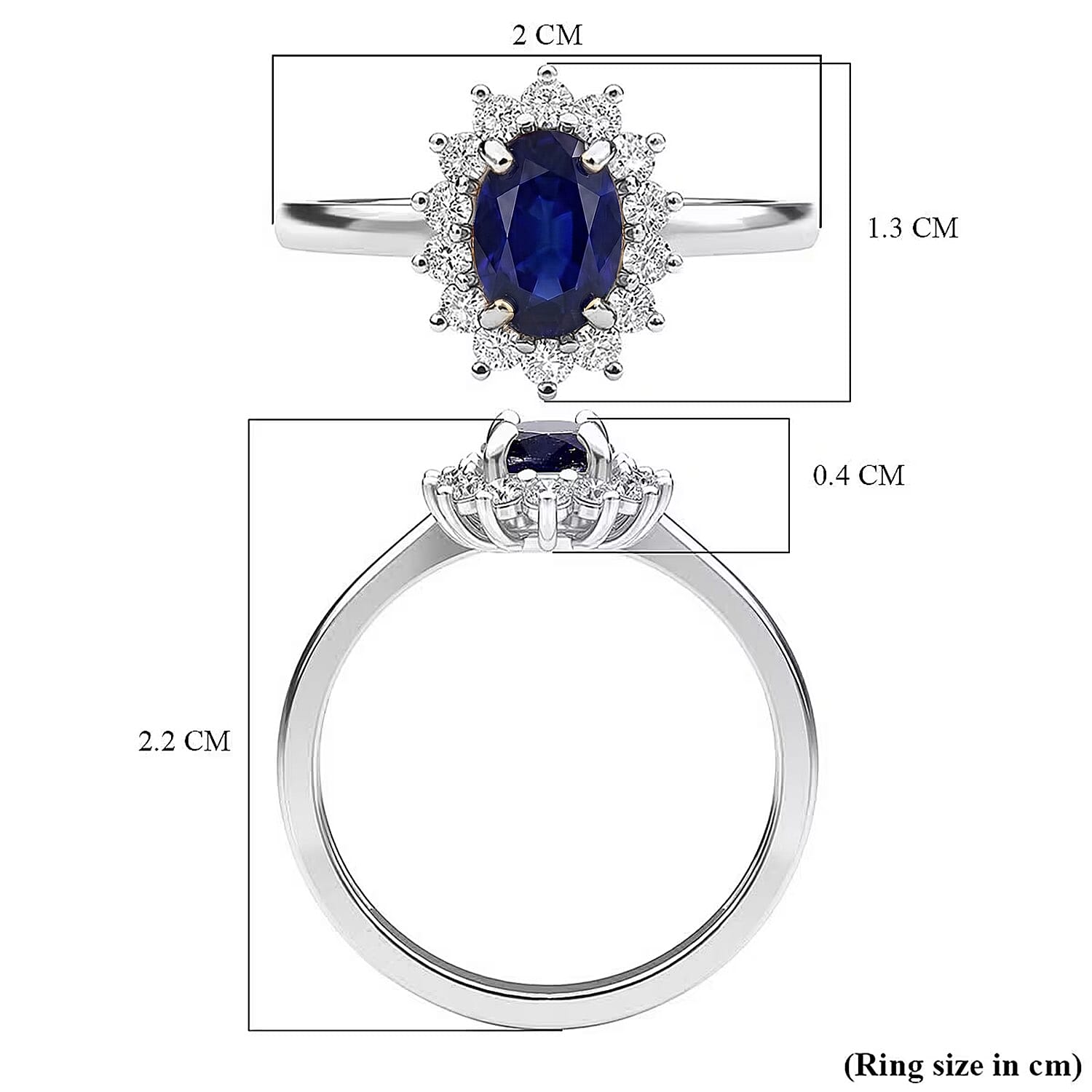 Princess Diana Inspired Masoala Sapphire (FF) September Birthstone Halo Ring in Sterling Silver with Platinum Plating 7442351 8