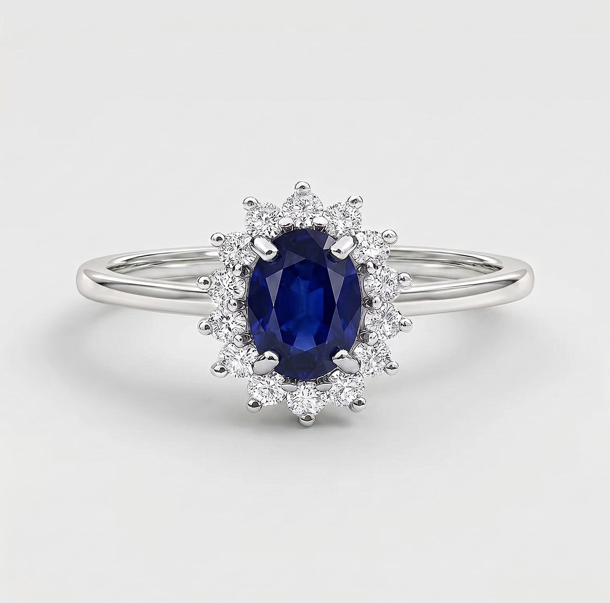 Princess Diana Inspired Masoala Sapphire (FF) September Birthstone Halo Ring in Sterling Silver with Platinum Plating 7442359 0
