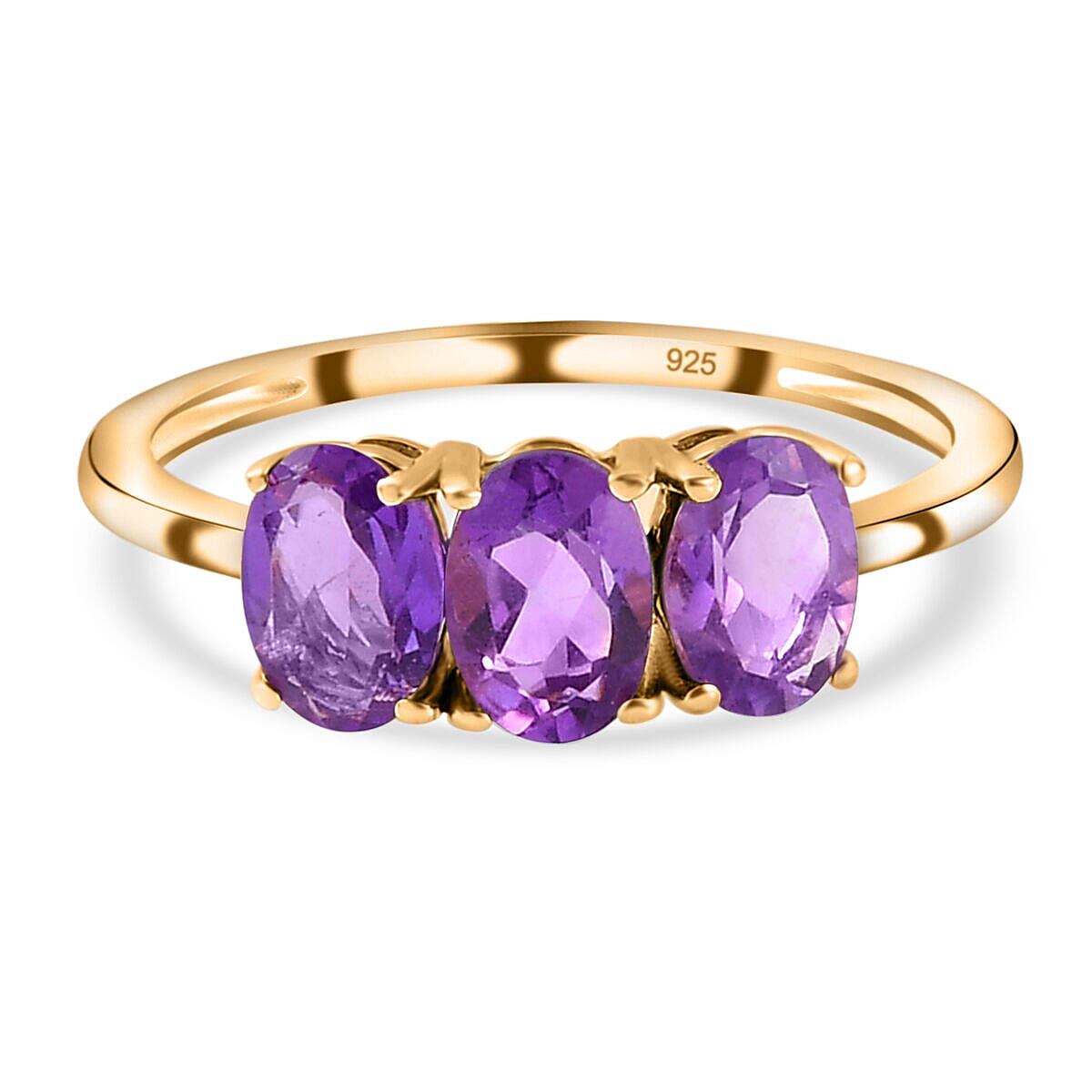 African Amethyst Trilogy Ring in 18K Vermeil Yellow Gold Over Sterling Silver 7442582 0